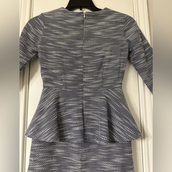 Girls’ Navy and White dress with peplum and shoulder bow - Picture 4 of 5